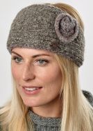 Pure wool fleece lined - swirl headband - heather moor