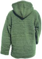 Fleece lined - detachable hood - cable jacket - Green