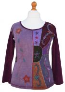 Applique & embroidery - stonewashed top - multi aubergines