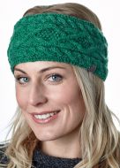 Pure wool - diamond cable headband - green pepper