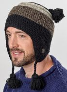 Snowboarder earflap - pure wool - hand knitted - fleece lining -  natural