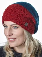 Pure Wool - Fir Stitch - Baggy Beanie - Red/Teal