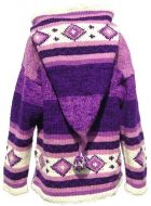 Hand knit - pixie hooded jacket - Purples