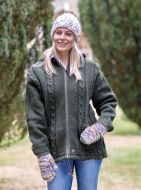 Fleece lined - detachable hood - cable jacket - Green