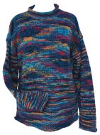 Pure new wool - hand knit jumper - electric - teal