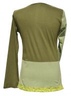 Applique large flower - long sleeve top - green