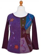 Applique & embroidery - stonewashed top - multi aubergines