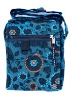 Small Print & Embroidered Bag - Aqua Orange