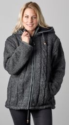 SALE - Detachable pixie hood - cable jacket - Grey