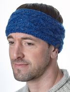 Pure wool - diamond cable headband - blue pepper