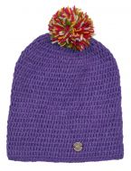 Pure Wool Hand crochet - bobble slouch hat - purple