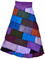 Embroidered - long length skirt - purple