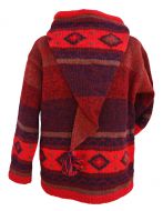 Hand knit - pixie hooded jacket - Reds