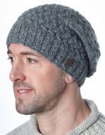 Pure Wool - Weave Baggy Beanie - Mid Grey