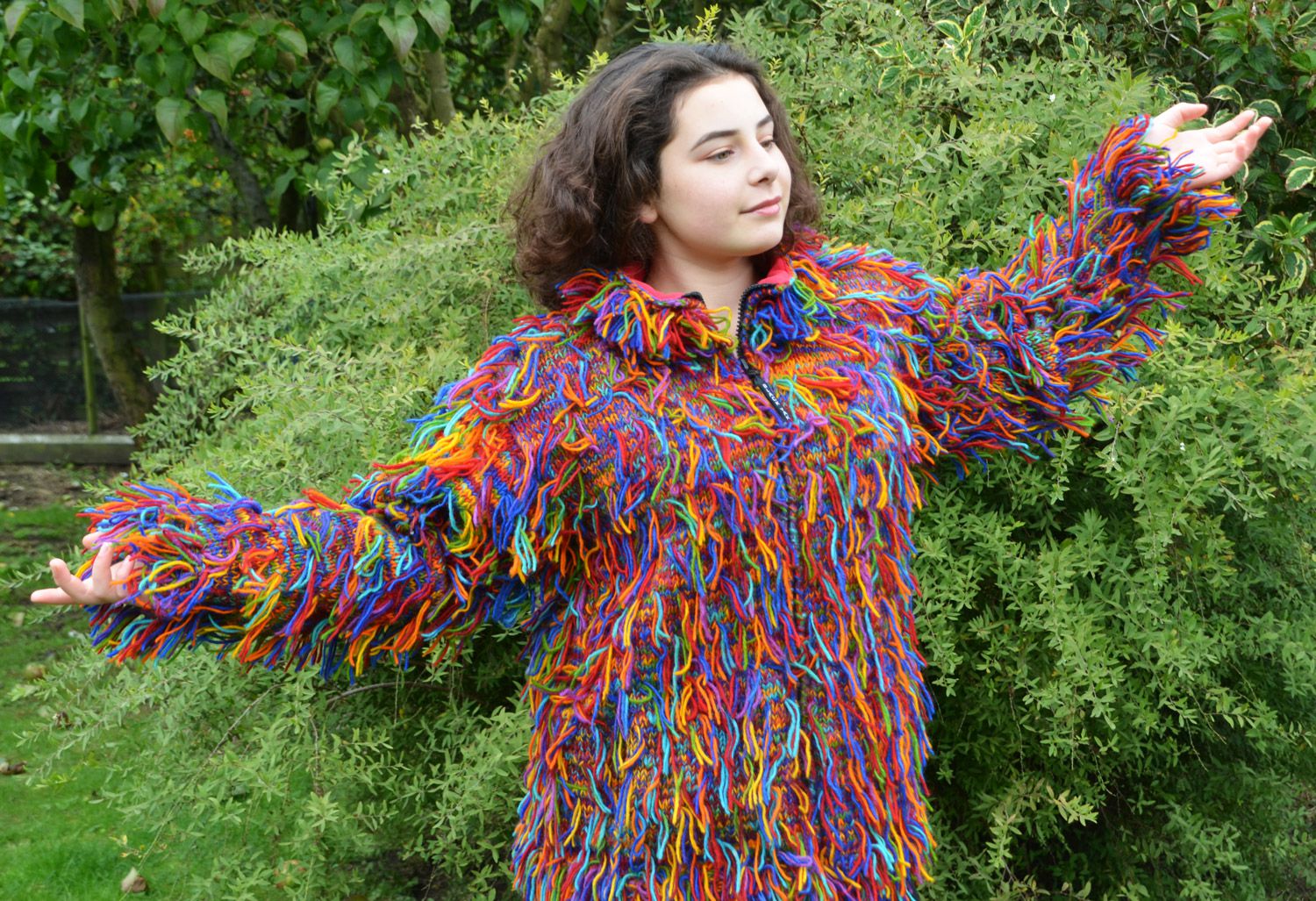 Fleece lined shaggy jacket Rainbow
