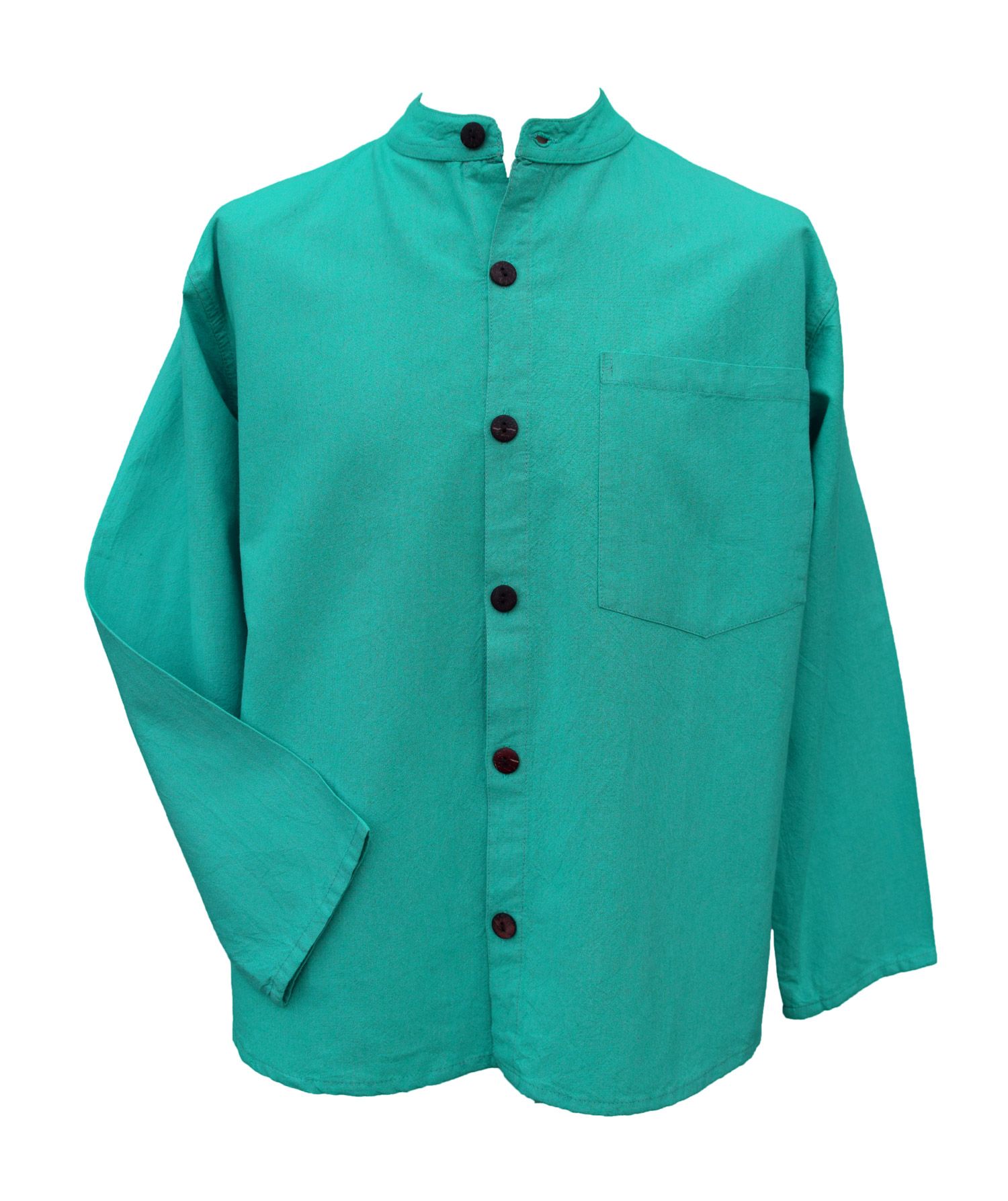 Full buttoned - plain shirt - turquoise/blue | Black Yak