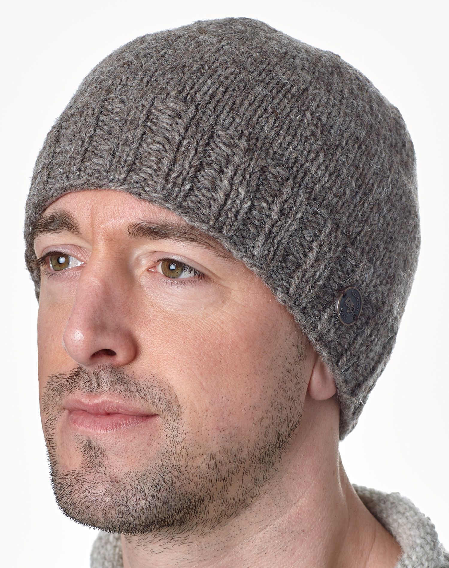 Pure Wool - half fleece lined - beanie - Marl brown | Black Yak