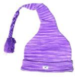 Half fleece lined - cotton one tail hat - Purple