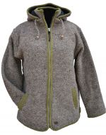 Pure wool - detachable hood - contrast trim - marl brown/lichen