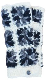 Fleece lined wristwarmer - crochet squares - white/winter
