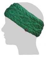 Pure wool - diamond cable headband - green pepper