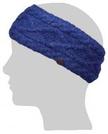 Pure wool - diamond cable headband - blue pepper