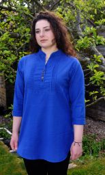 Fine cotton - tuck pleated top - Royal blue