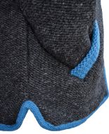 Pure wool - detachable hood - contrast trim - charcoal/blue