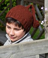 Pure Wool half fleece lined - loop button hat - Brown