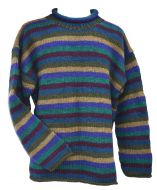 Pure wool jumper - stripe - Greens/blues