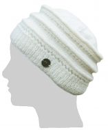 Lace Ridge Beanie - pure wool - fleece lined - white