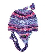 Pure wool - half fleece lined - ridge - ear flap hat - Pink electric