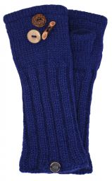 Fleece lined wristwarmer - fruit button - Dark blue