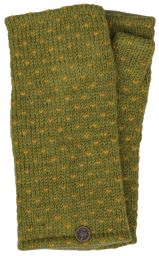 Fleece lined wristwarmer - tick - Green/mustard