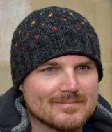 Pure Wool Rainbow tick beanie - Charcoal