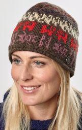 Easy beanie - pure wool - pattern brown / mauve