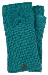 Pure wool - single bow - wristwarmers - turquoise