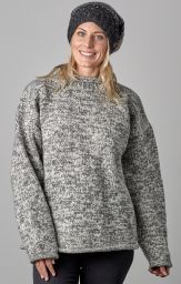hand knit jumper - two tone  - Grey/white