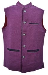 Nehru - fully lined waistcoat - berry