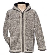 Fleece lined double border hooded jacket brown marl