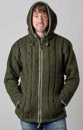 SALE - Detachable pixie hood - cable jacket - Green