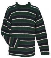 Pure wool jumper - random stripes - green