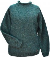 Pure wool - hand knit - cuff jumper - heather Pine