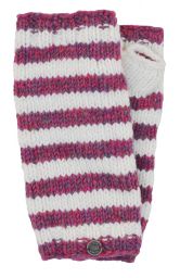 Heather mix wristwarmers - stripes - Pink and White
