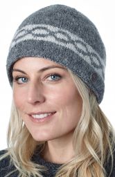 Pure Wool Hand knit - classic twist beanie - mid grey