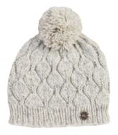 Leaf bobble hat - hand knitted - pure wool - fleece lining - natural