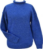 Pure wool - hand knit - cuff jumper - pepper Blue