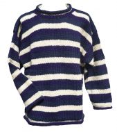 Pure wool jumper - stripe - 2 Blues/white