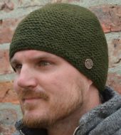 Airman's beanie  - pure new wool - dark green