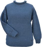 Pure wool - hand knit - plain cuff jumper - Slate